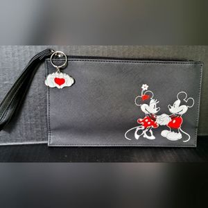 Disney Mickey Mouse & Minnie Mouse 3 Piece Set Wristlet - Card Case - Key Chain